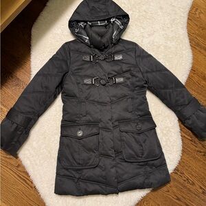 Women's Black Hooded Coat
